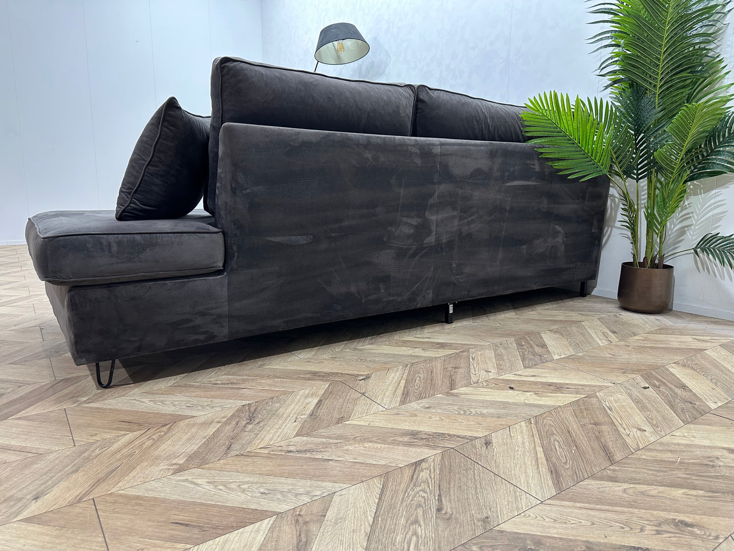 Antraciet Velvet Hoekbank ~ Nieuwstaat