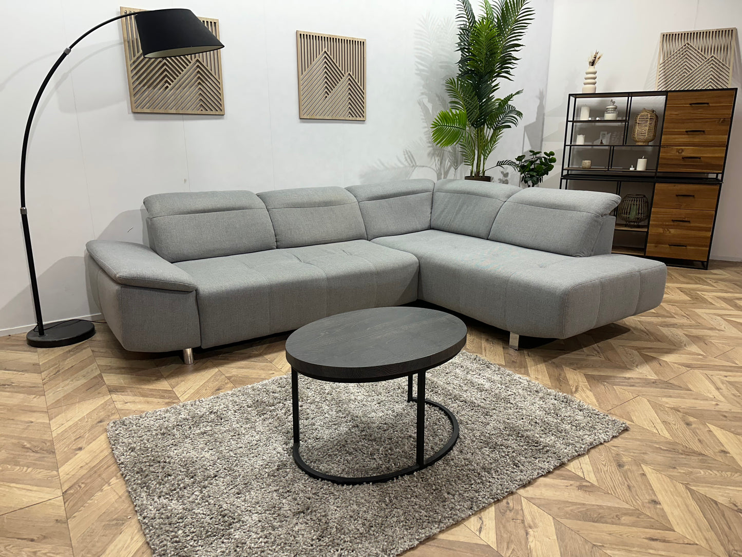 Licht Grijze Hoekbank ~ Verstelbare Hoofdsteunen