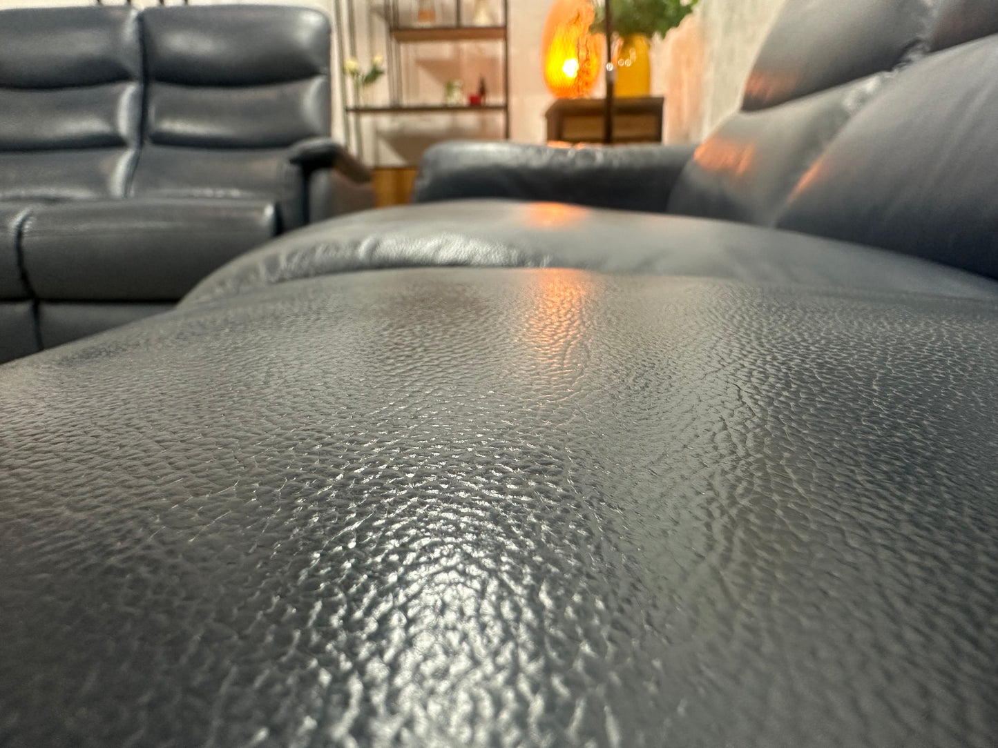 Donker Blauwe Echt Lederen Banken Set ~ Relaxfunctie