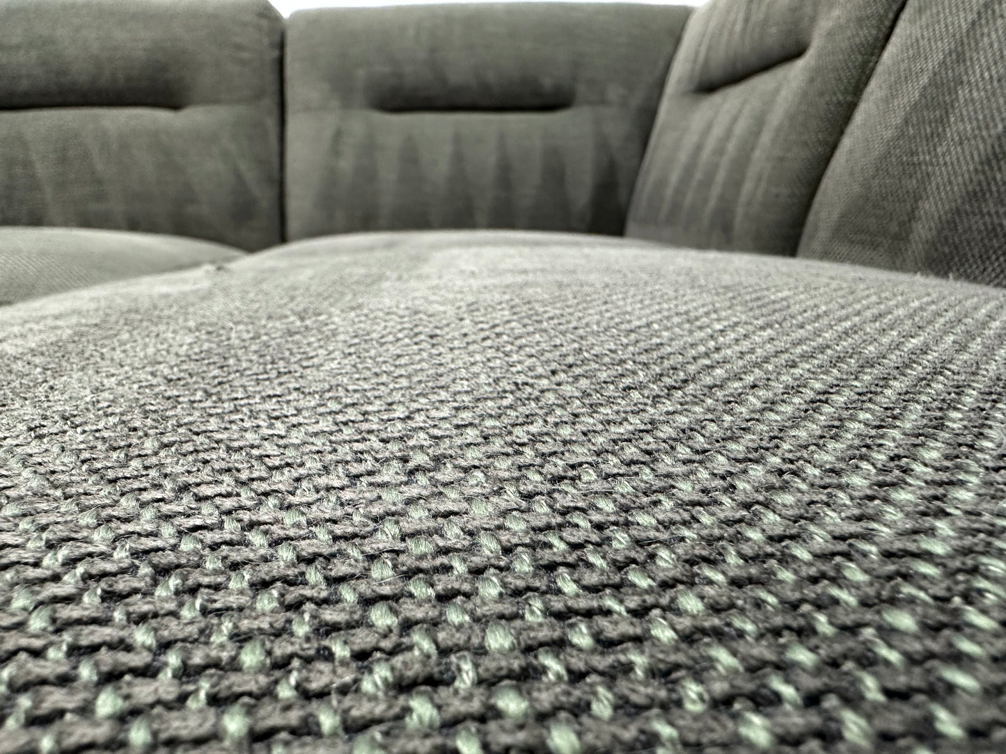 Donker Groene Suède Stoffen Hoekbank ~ Vaste Kussens