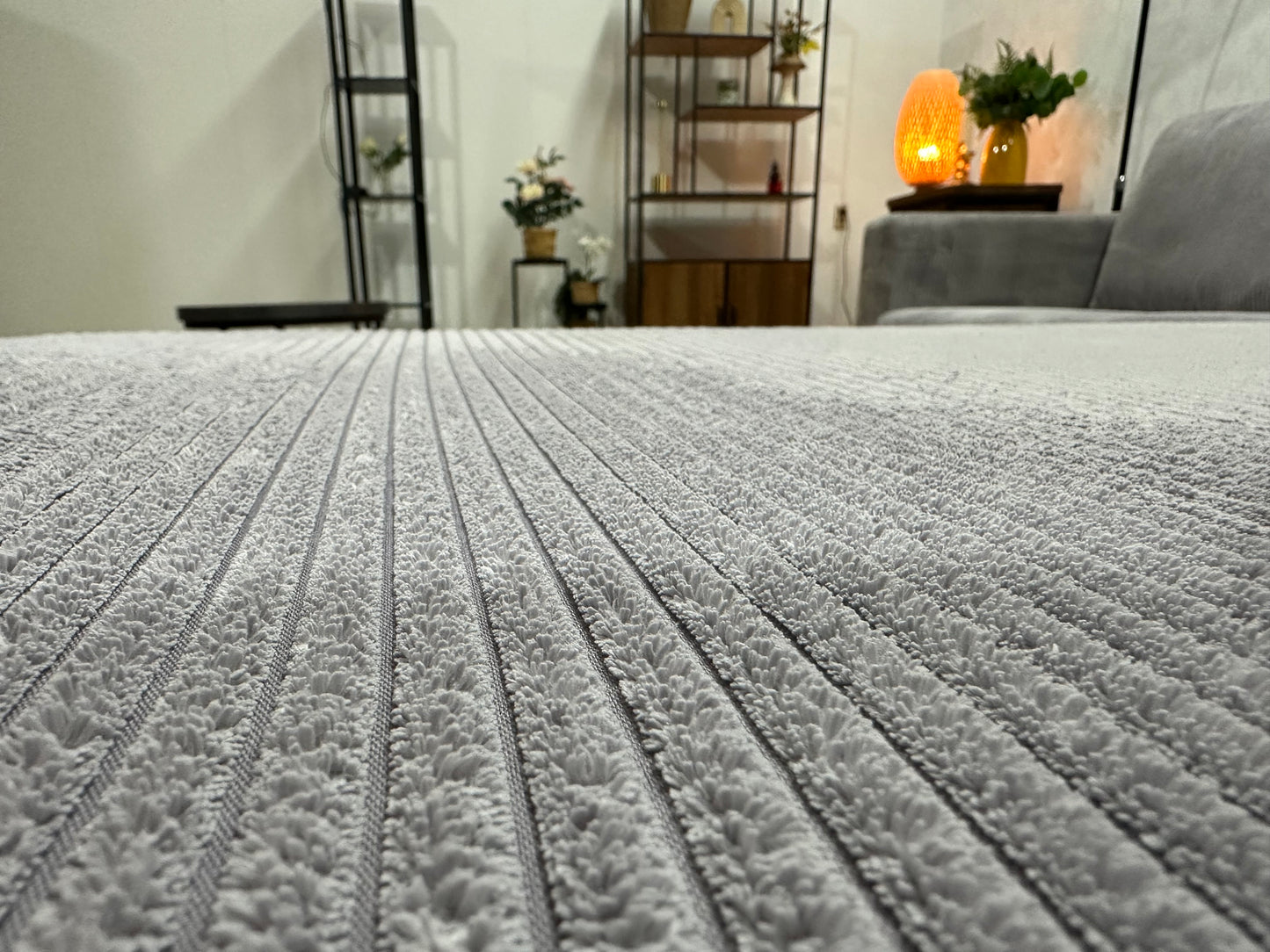 Licht Grijze Ribstof Hoekbank ~ Nieuwstaat