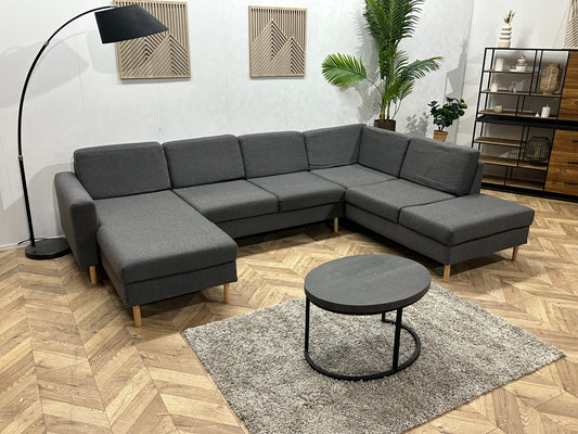 Grijze U Bank ~ Losse Rugkussens Met Afneembare Hoezen