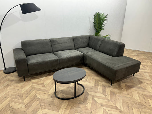 Antraciet Suède Stoffen Hoekbank ~ Vaste Kussens