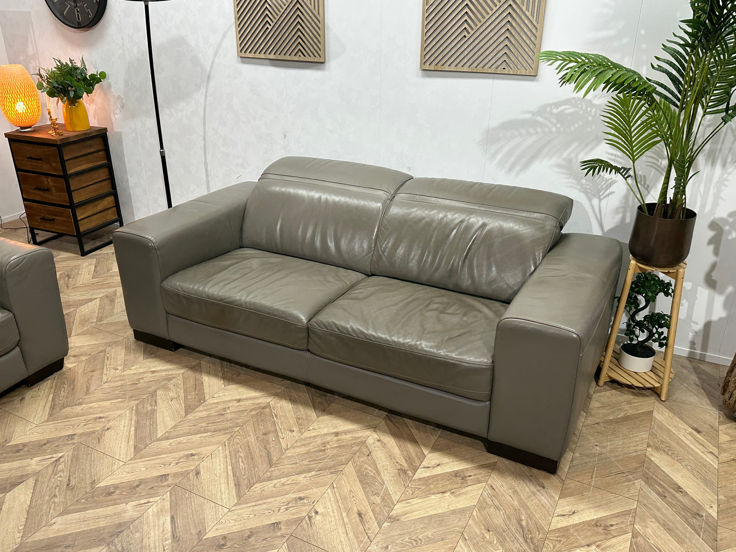 Montèl Taupe Echt Lederen Banken Set ~ Verstelbare Hoofdsteunen