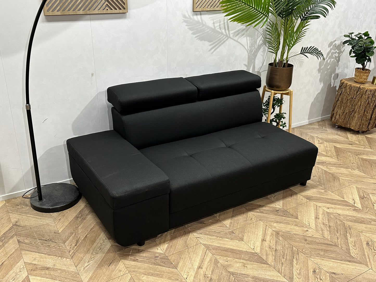 !Showroommodel! Zwart Suede Stoffen Designbank