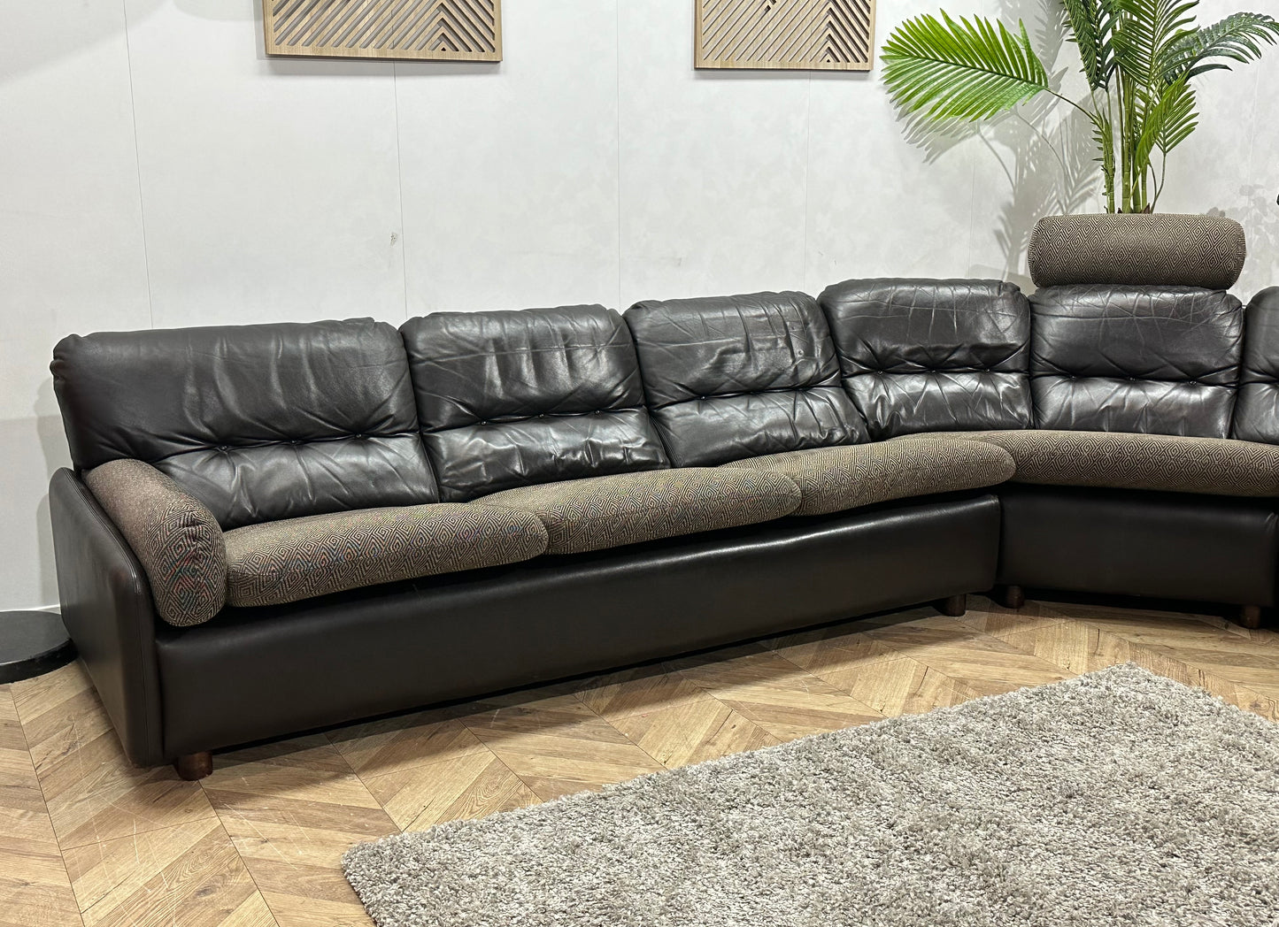 Bruine Echt Lederen Hoekbank ~ Losse Kussens Met Afneembare Hoezen