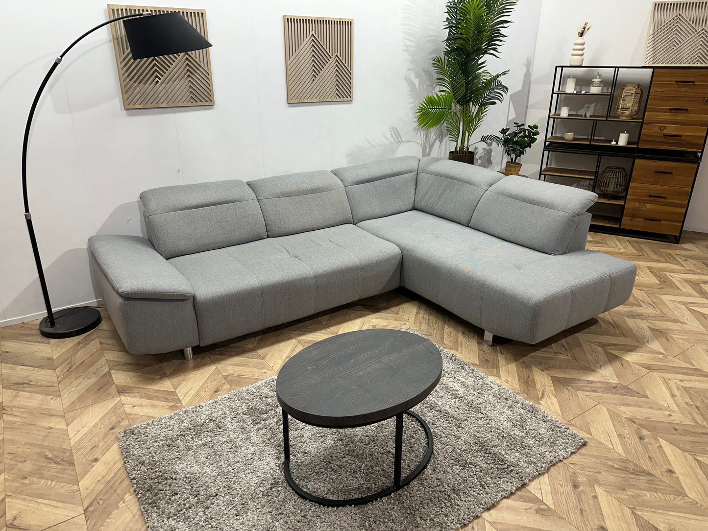 Licht Grijze Hoekbank ~ Verstelbare Hoofdsteunen