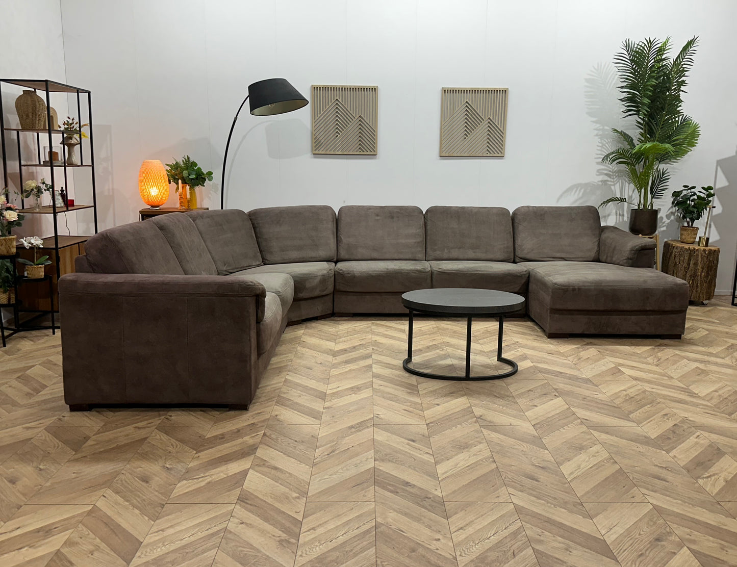 Licht Bruine Suède Stoffen U Bank ~ Vaste Kussens