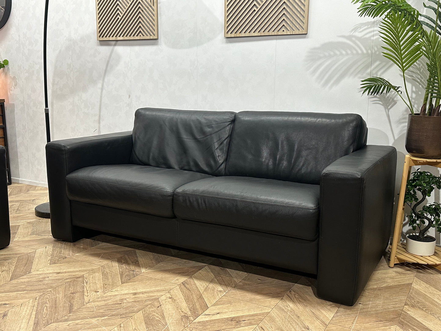 Zwart Echt Lederen Banken Set ~ Vaste Kussens