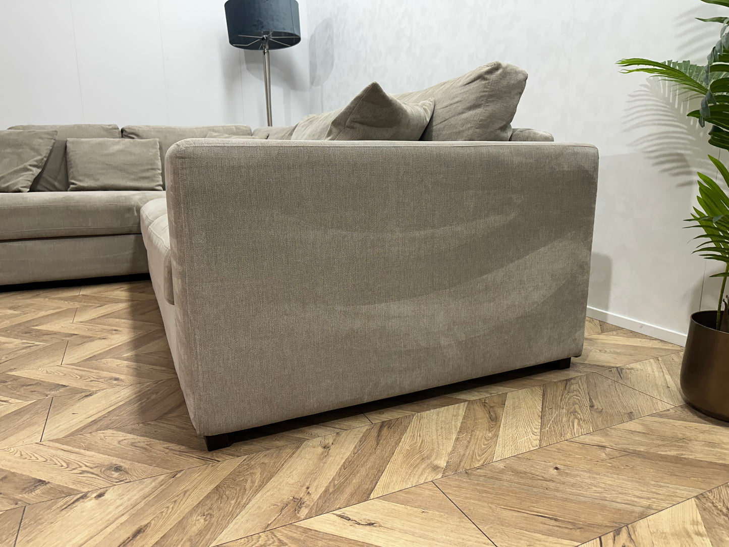 IN.HOUSE Beige Velvet Hoekbank ~ Nieuwstaat