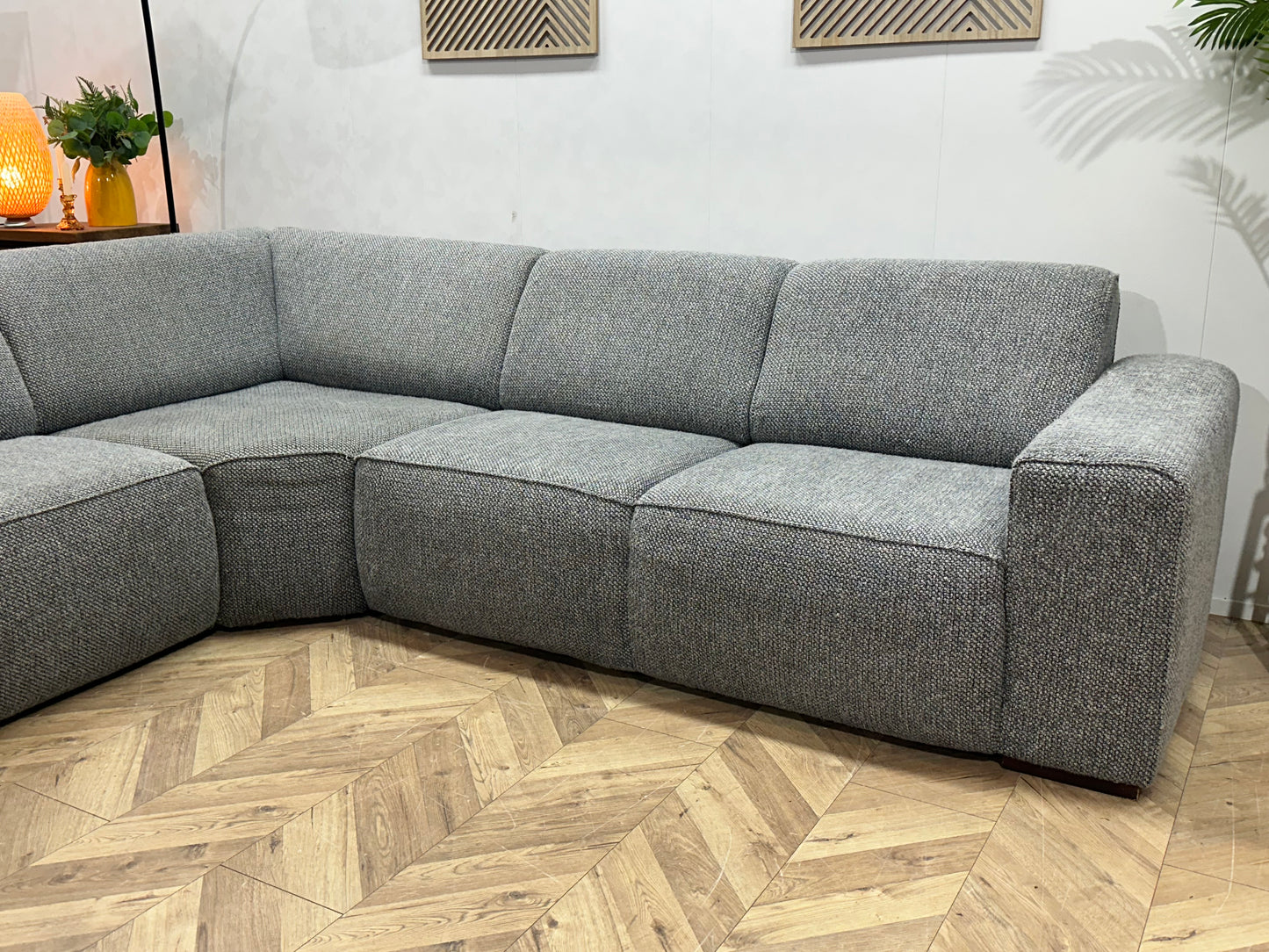 Grijze Hoekbank ~ Vaste Kussens