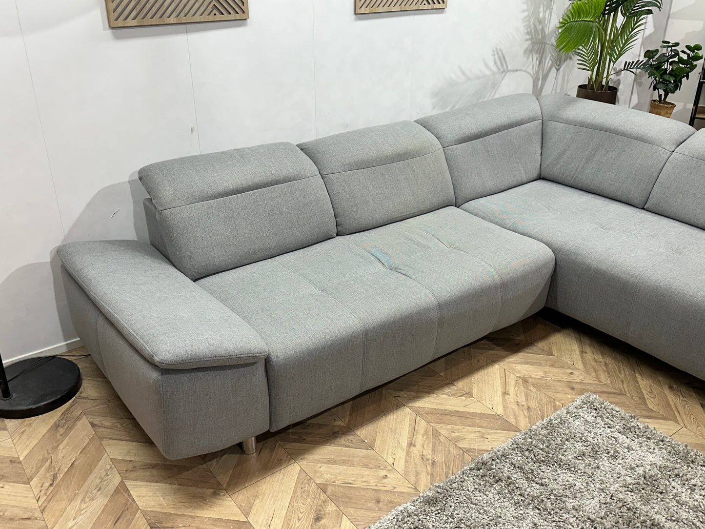 Licht Grijze Hoekbank ~ Verstelbare Hoofdsteunen