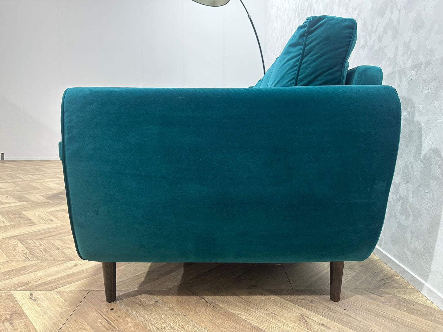 Blauwe Velvet Hoekbank ~ Losse Kussens Met Afneembare Hoezen
