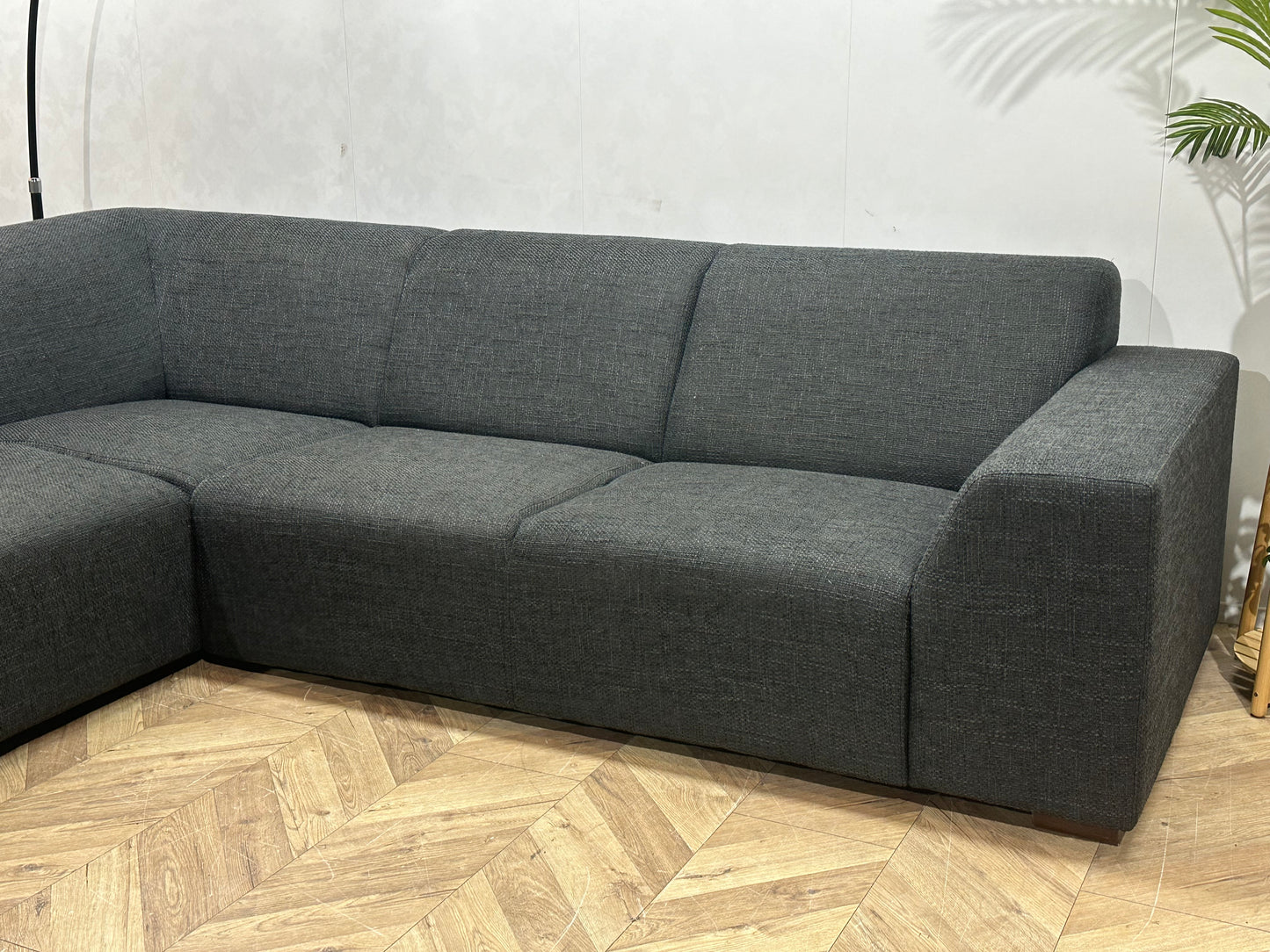 Antraciet Hoekbank ~ Vaste Kussens