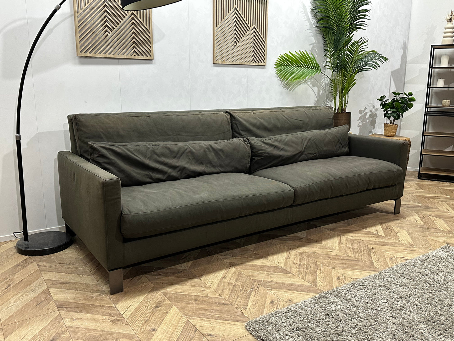 Linteloo Grijze/Groene 2.5-Zits Bank Inc Hocker ~ Losse Kussens Met Afneembare Hoezen