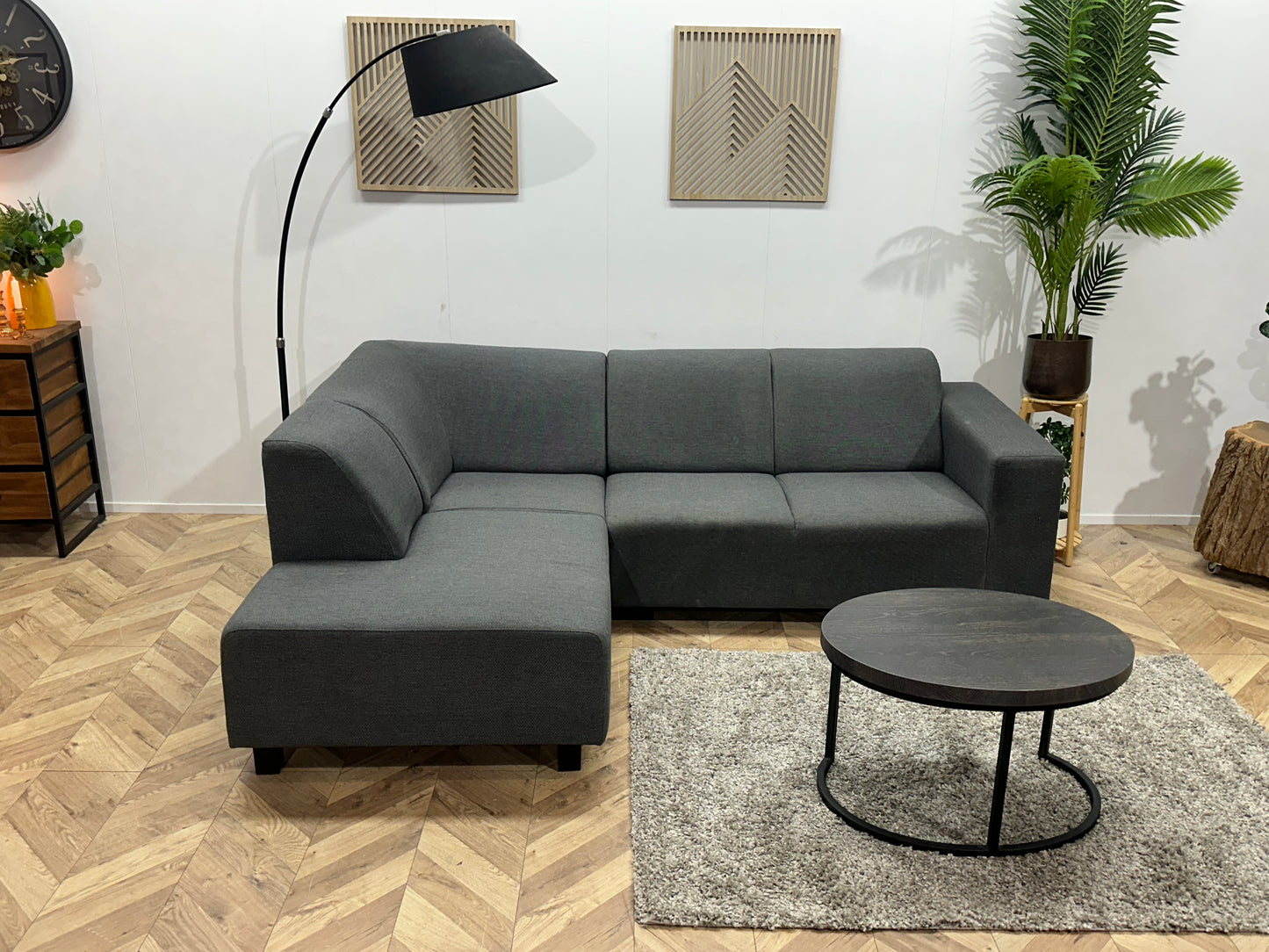 Grijze Hoekbank ~ Vaste Kussens