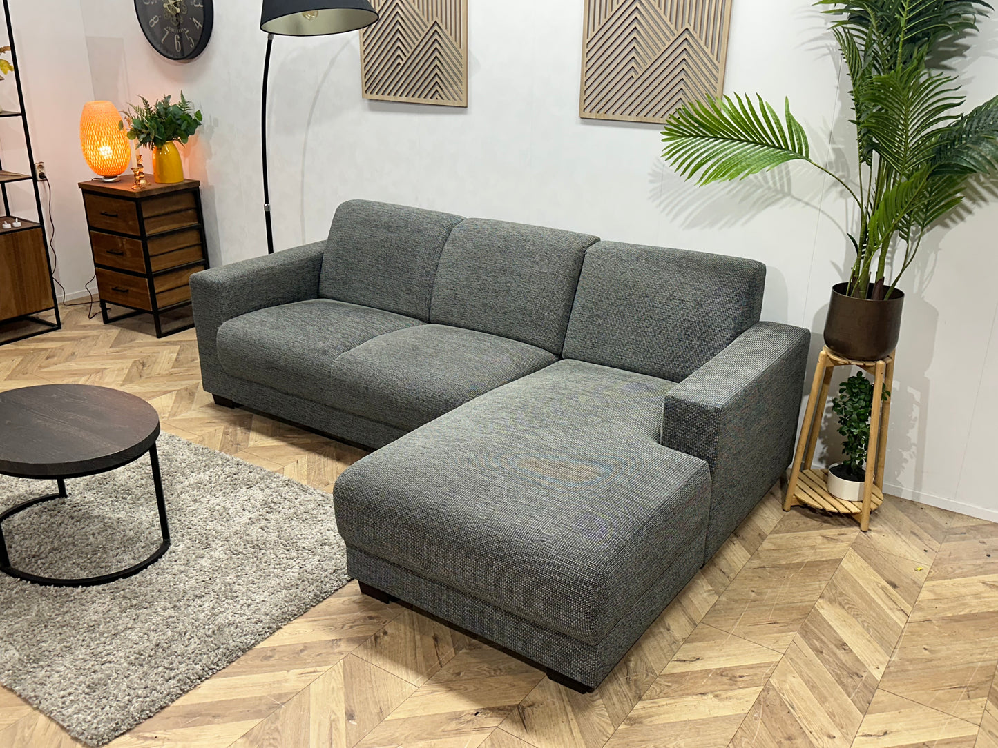 Grijze Hoekbank ~ Vaste Kussens