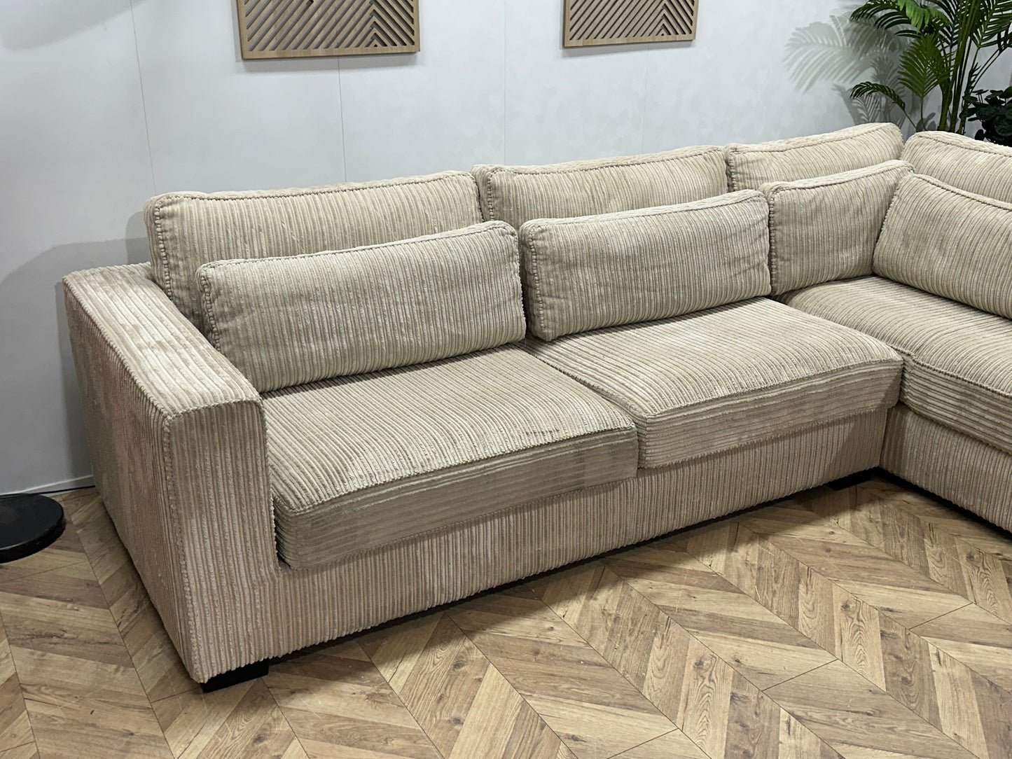 Crème Ribstof Hoekbank ~ Nieuwstaat