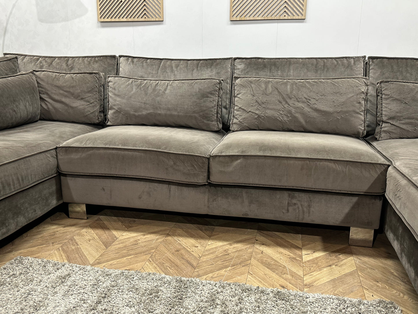 Antraciet Velvet U Bank ~ Losse Kussens Met Afneembare Hoezen