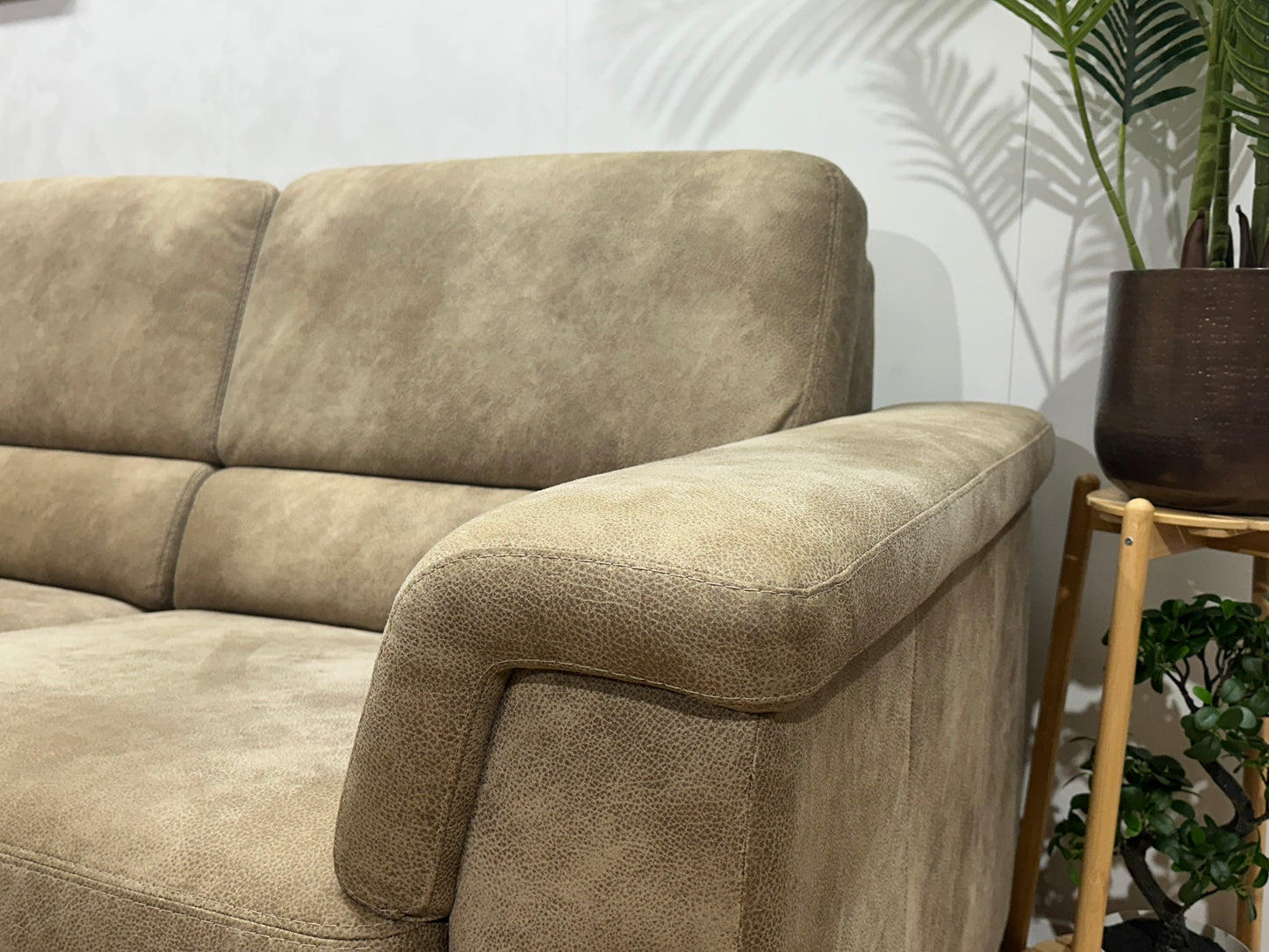 Beige Suède Stoffen Hoekbank ~ Inruilvoordeel