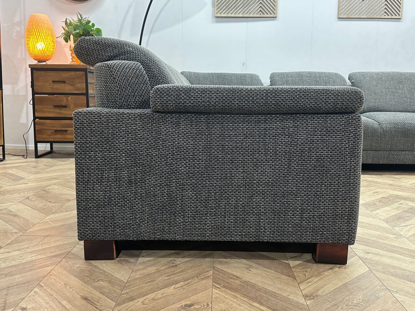 H&H Grijze Hoekbank ~ Verstelbare Hoofdsteunen