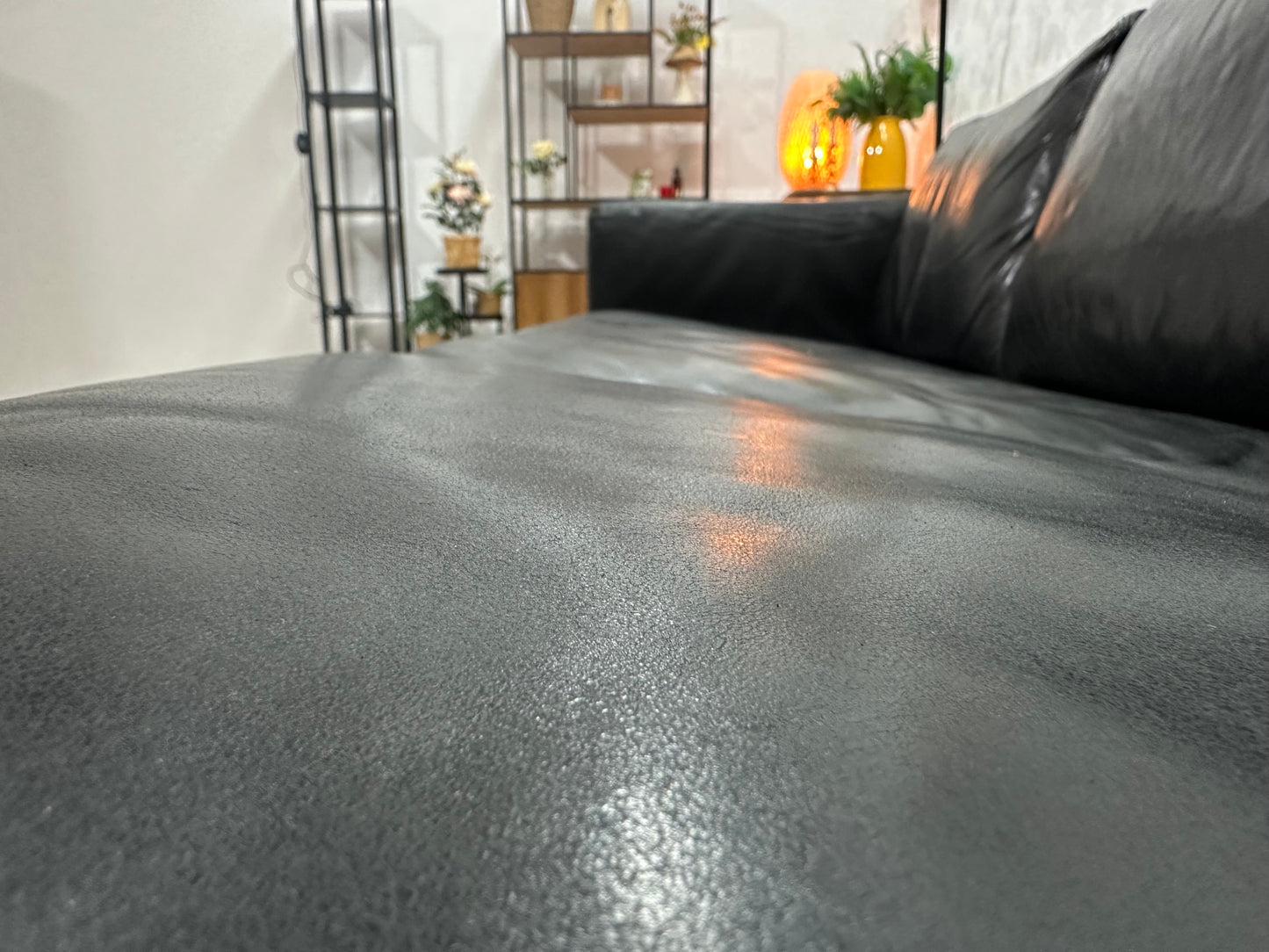 Machalke Zwarte Echt Lederen 3-Zits Bank ~ Nieuwstaat