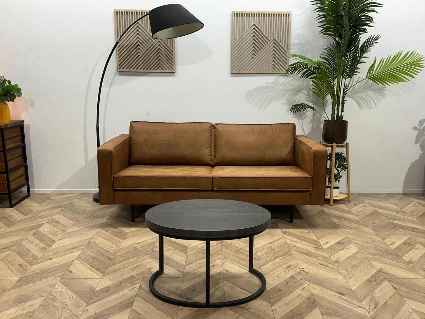 Woood Cognac Bruine Suède Lederen 2.5-Zits Bank ~ Losse Kussens Met Afneembare Hoezen