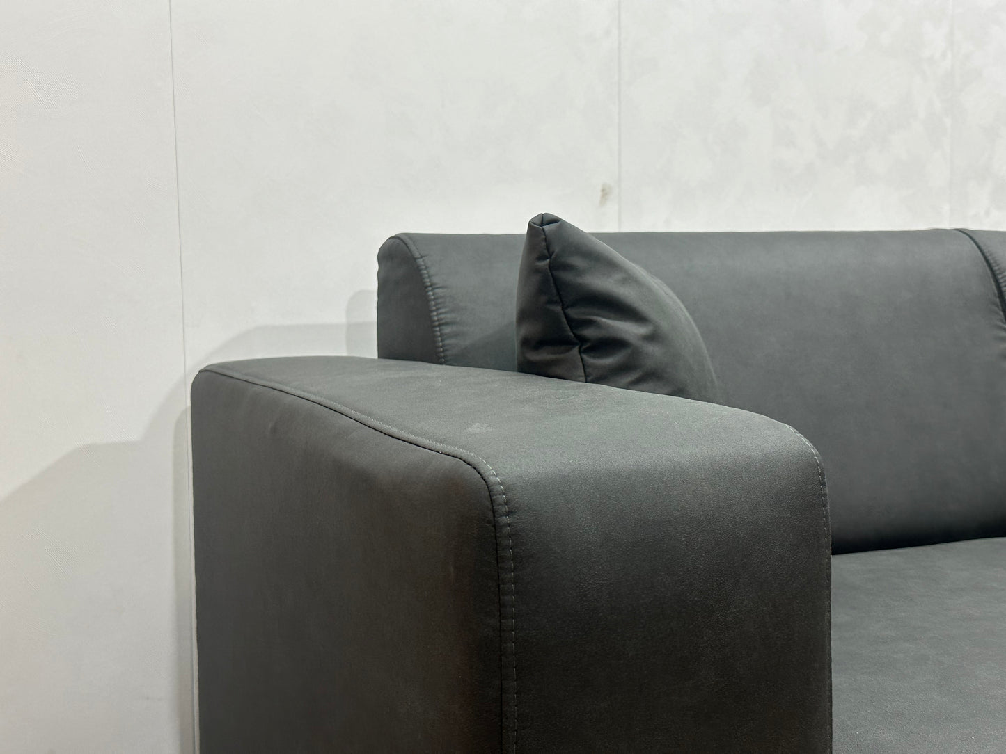 !Showroommodel! Antraciet Leather Look Hoekbank