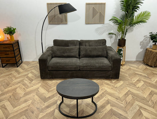 Antraciet Ribstof 2.5-Zits Bank ~ Losse Kussens Met Afneembare Hoezen