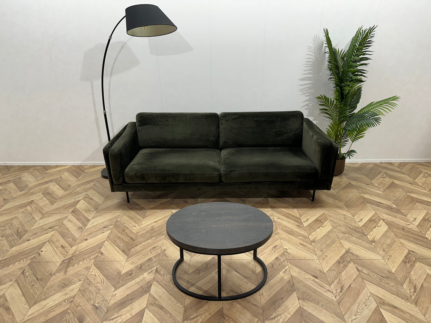 Donker Groene Velvet 2.5-Zits Bank ~ Losse Kussens Met Afneembare Hoezen