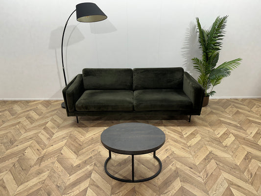 Donker Groene Velvet 2.5-Zits Bank ~ Losse Kussens Met Afneembare Hoezen