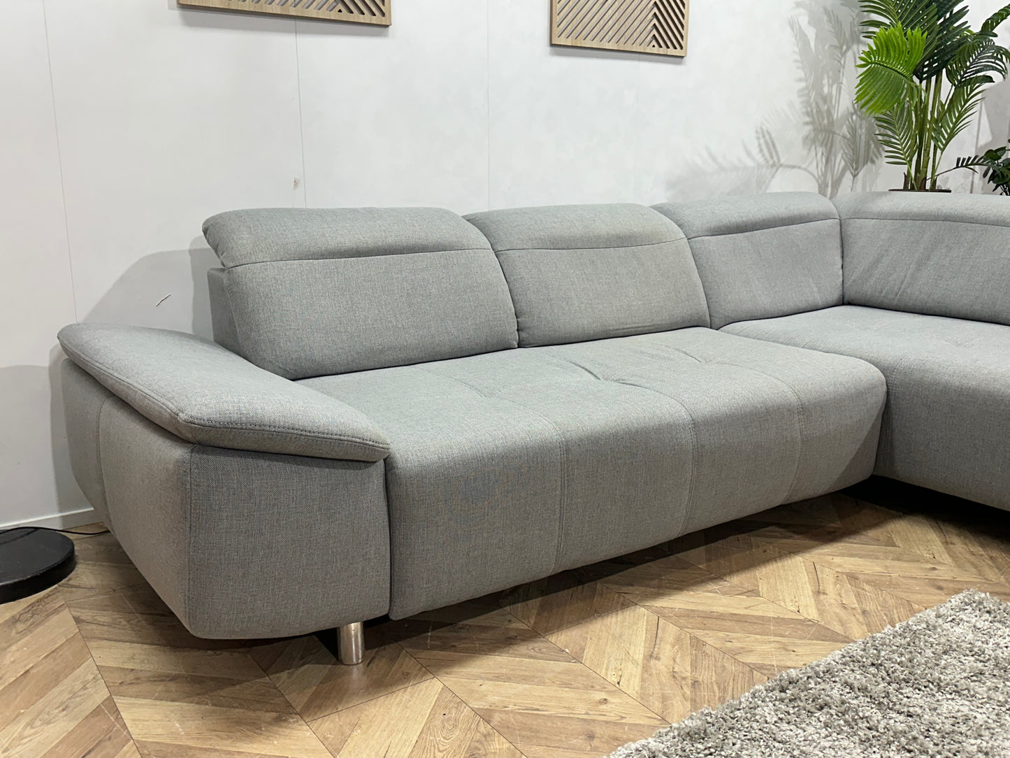 Licht Grijze Hoekbank ~ Verstelbare Hoofdsteunen