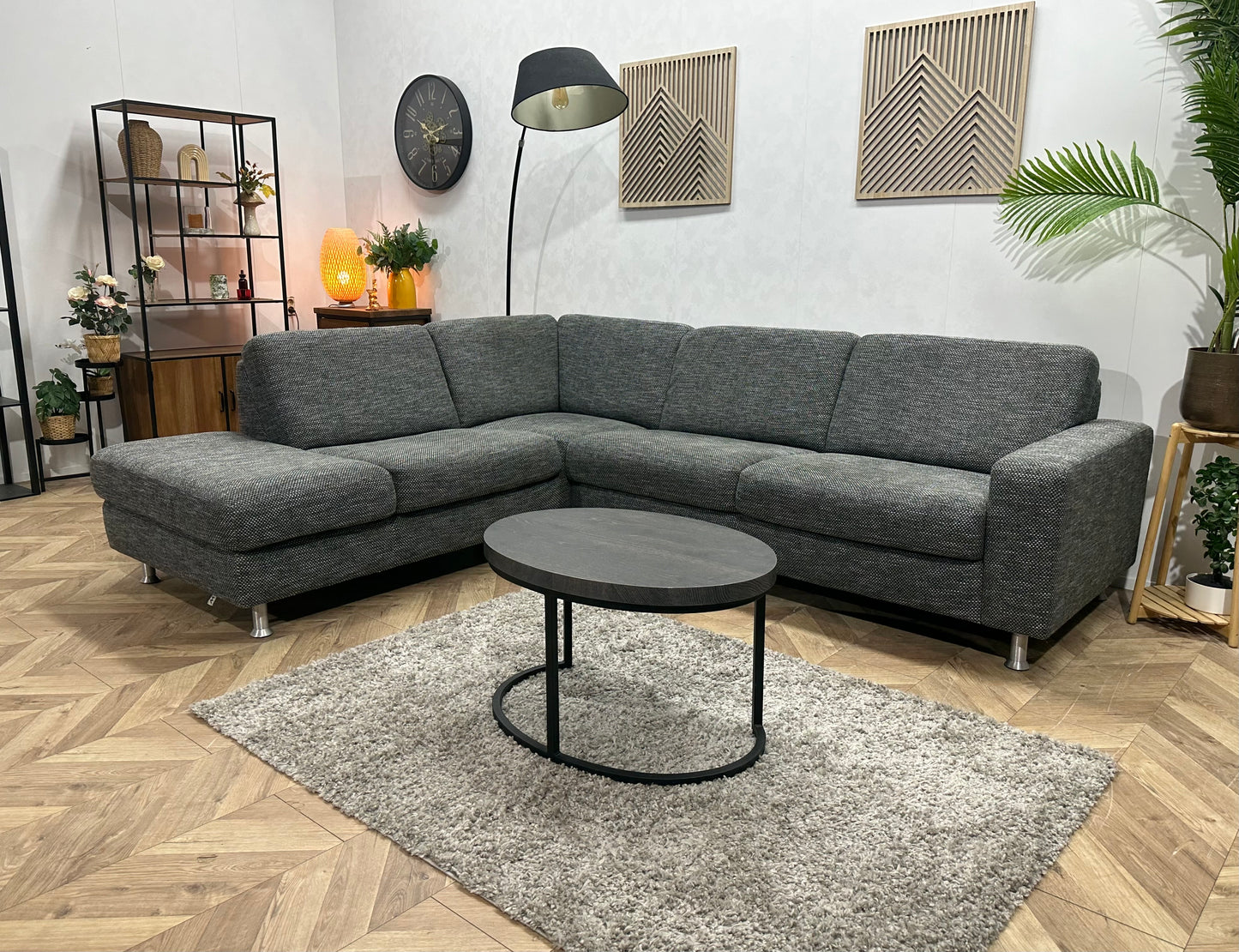 Montèl Antraciet Hoekbank ~ Vaste Kussens