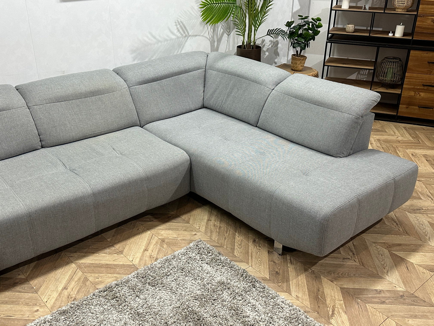 Licht Grijze Hoekbank ~ Verstelbare Hoofdsteunen