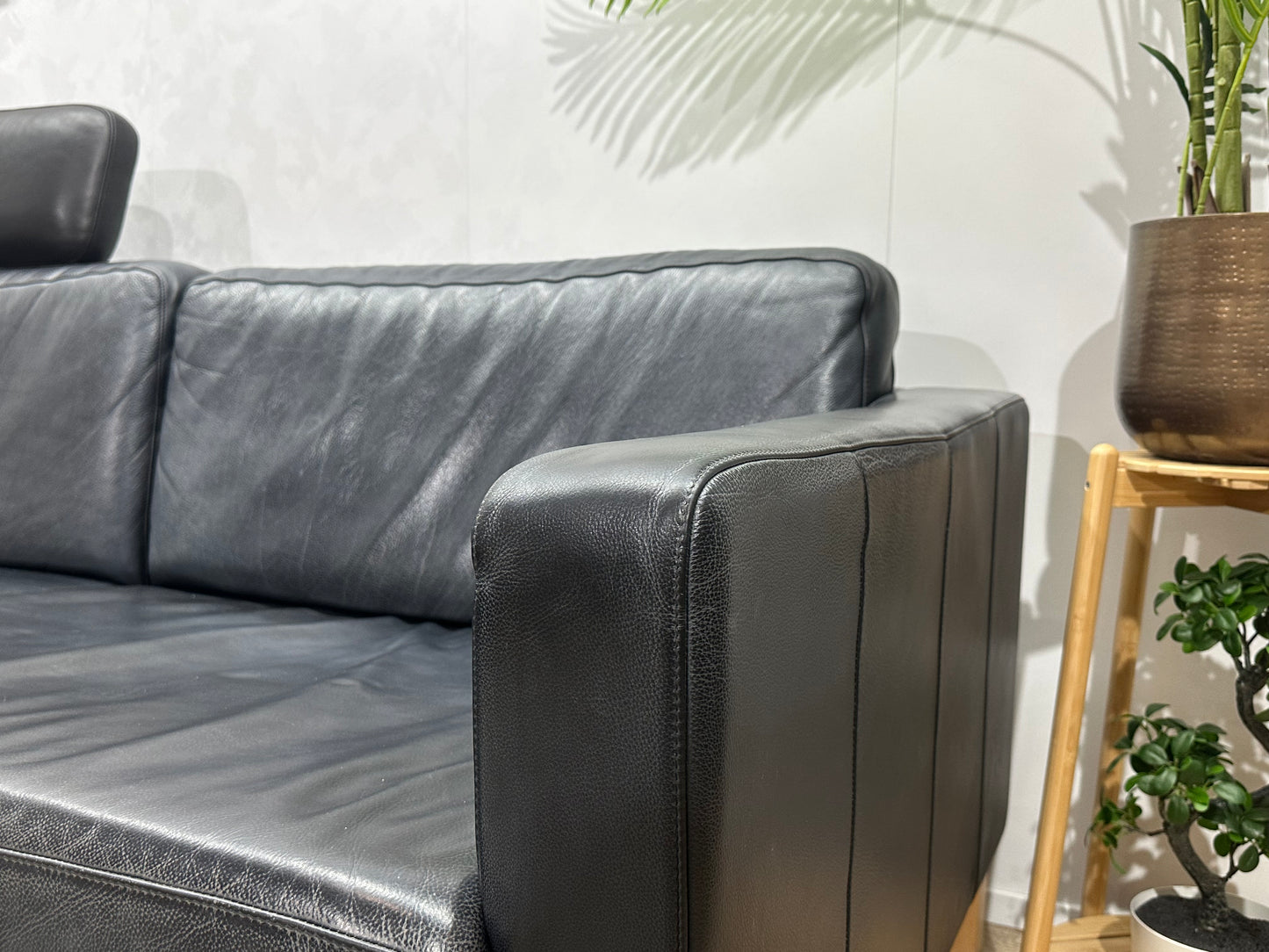 Zwarte Echt Lederen Hoekbank ~ Losse Kussens Met Afneembare Hoezen