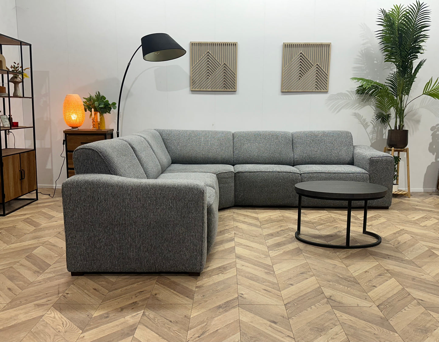 Grijze Hoekbank ~ Vaste Kussens