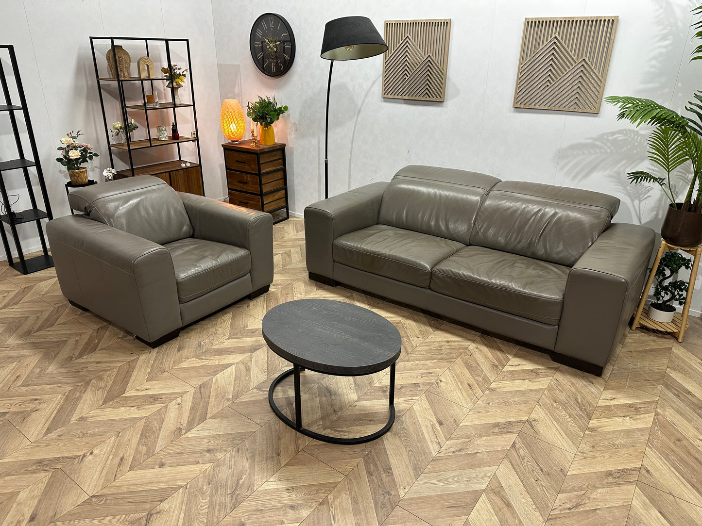 Montèl Taupe Echt Lederen Banken Set ~ Verstelbare Hoofdsteunen