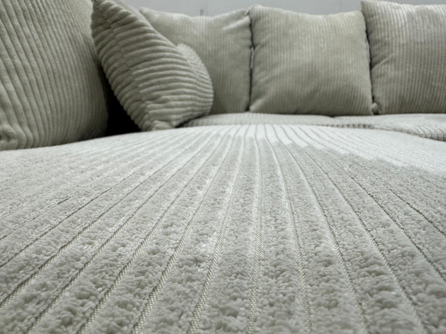 !Showroommodel! Witte/Crème Ribstof Hoekbank