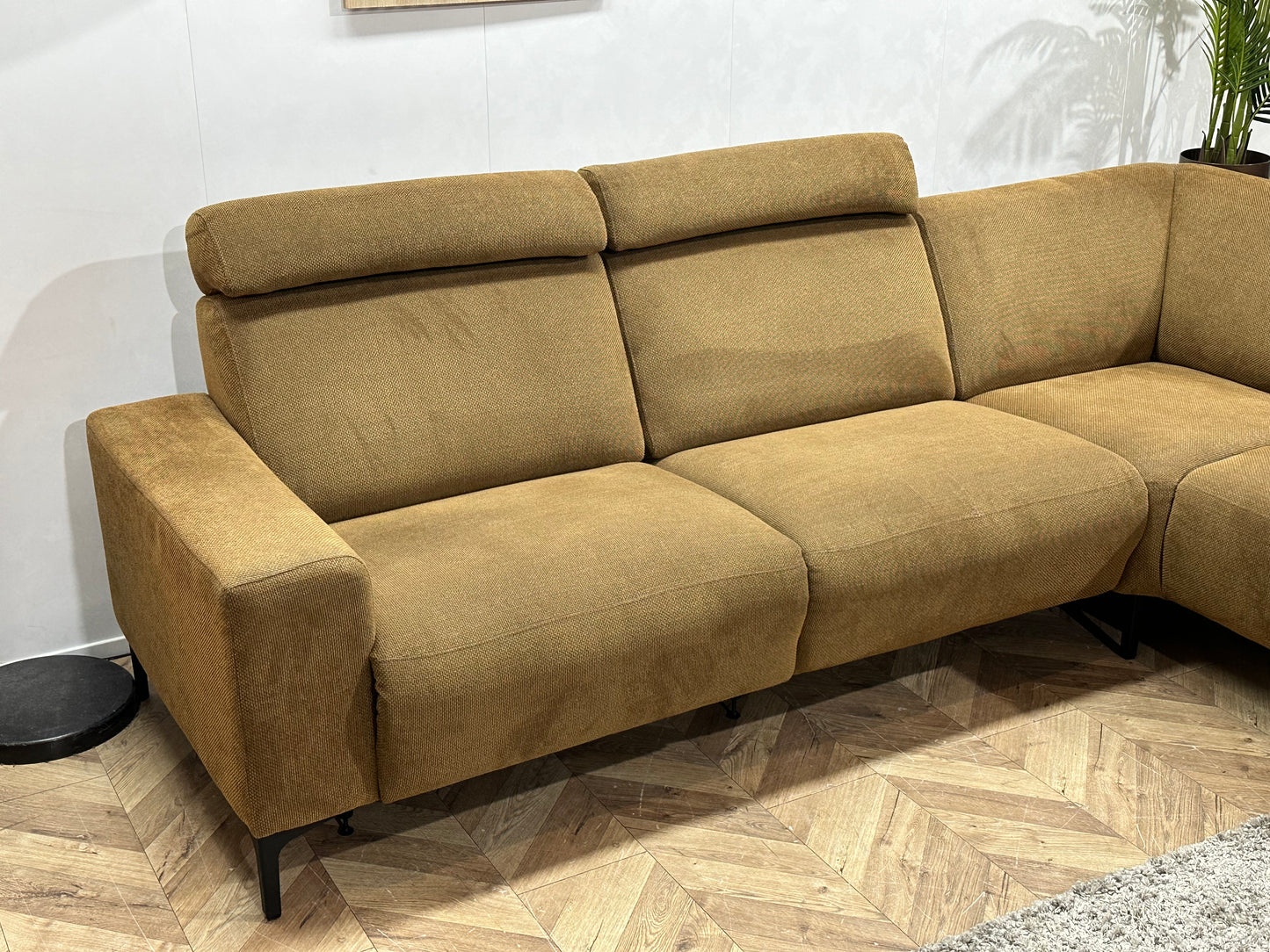 Bruine Suède Stoffen Hoekbank ~ Elektrisch Verstelbaar