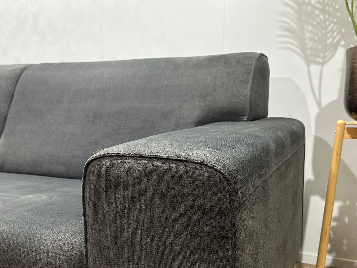 Antraciet Suède Stoffen Hoekbank ~ Vaste Kussens