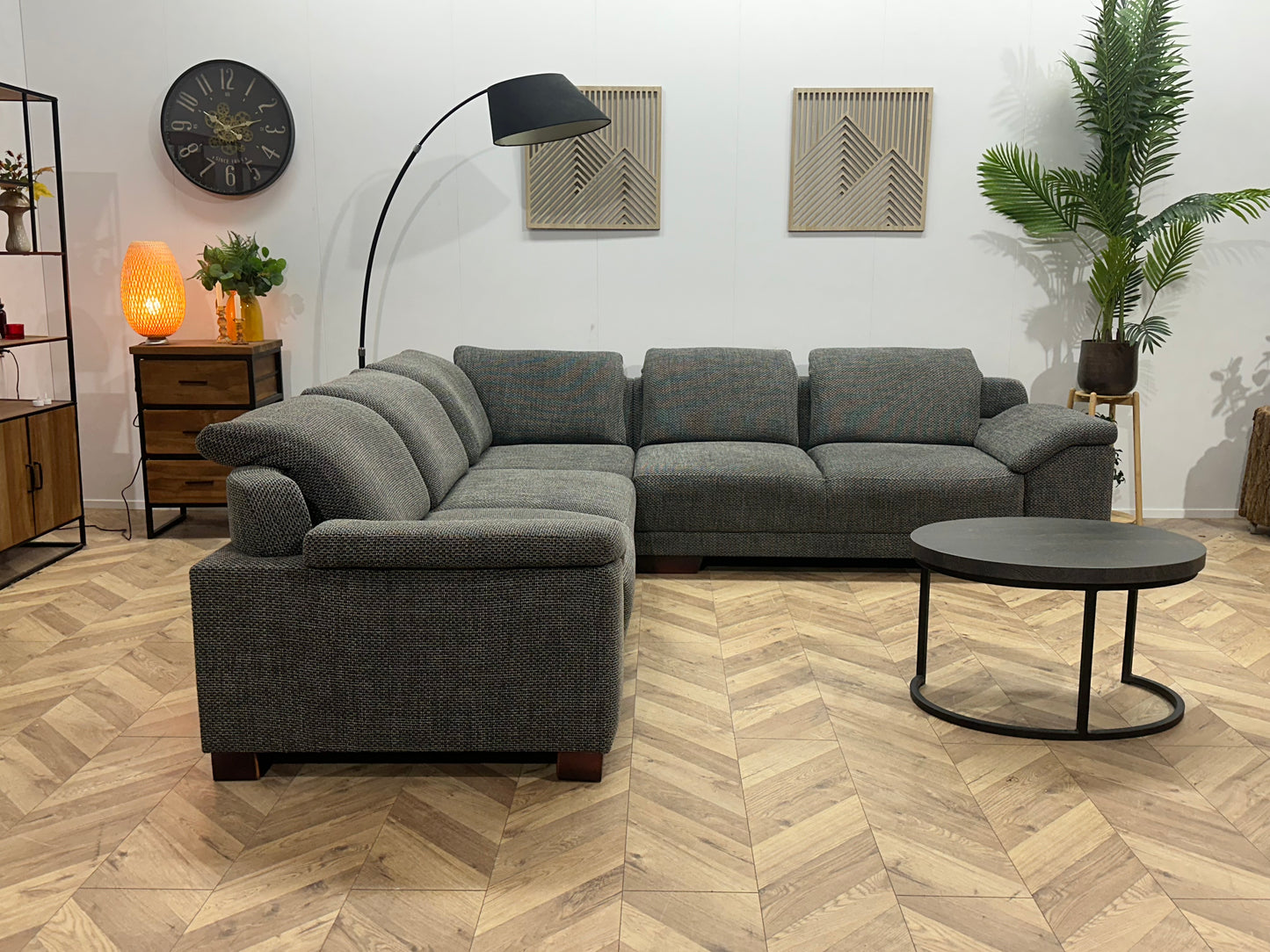 H&H Grijze Hoekbank ~ Verstelbare Hoofdsteunen