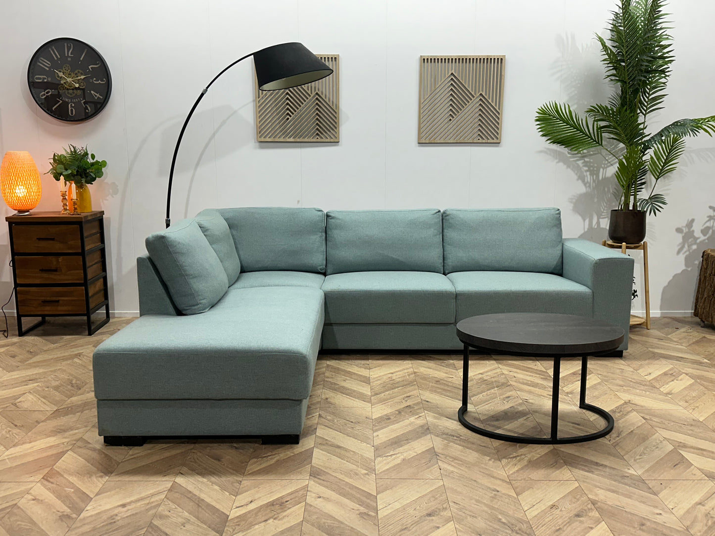 Licht Blauwe Hoekbank ~ Losse Kussens Met Afneembare Hoezen