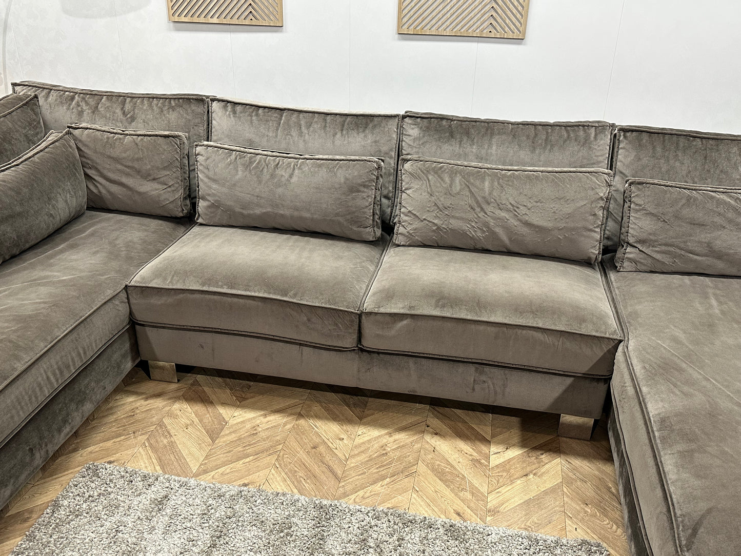 Antraciet Velvet U Bank ~ Losse Kussens Met Afneembare Hoezen