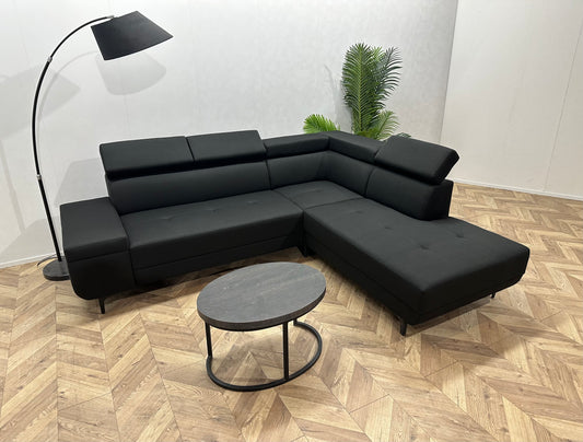 !Showroommodel! Zwart Hoekbank ~ Verstelbare Hoofdsteunen