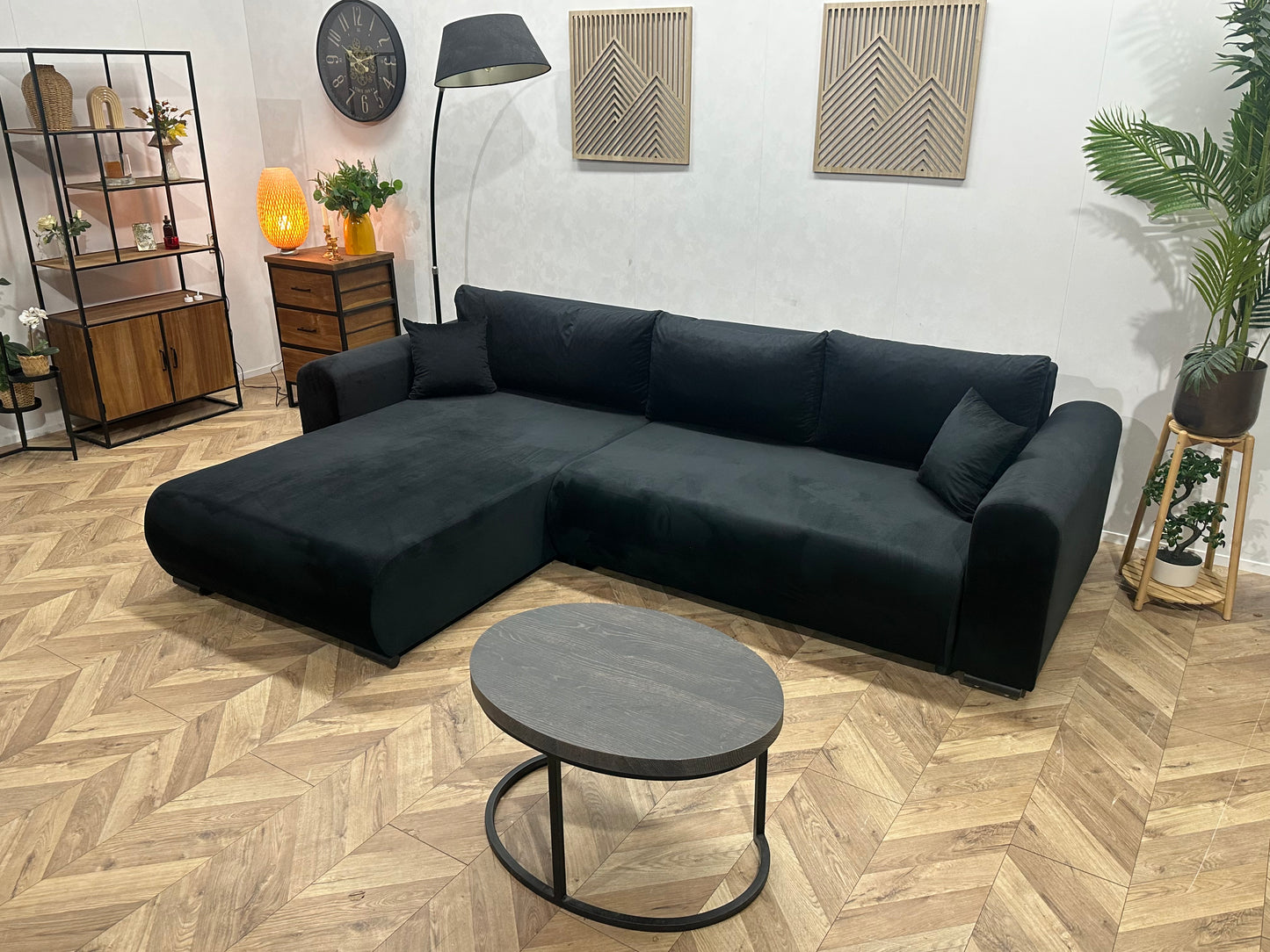 !Showroommodel! Zwarte Velvet Hoekbank