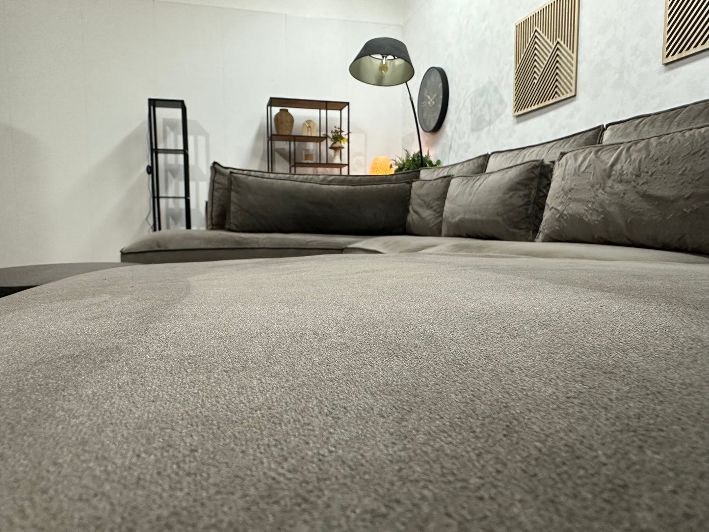 Antraciet Velvet U Bank ~ Losse Kussens Met Afneembare Hoezen