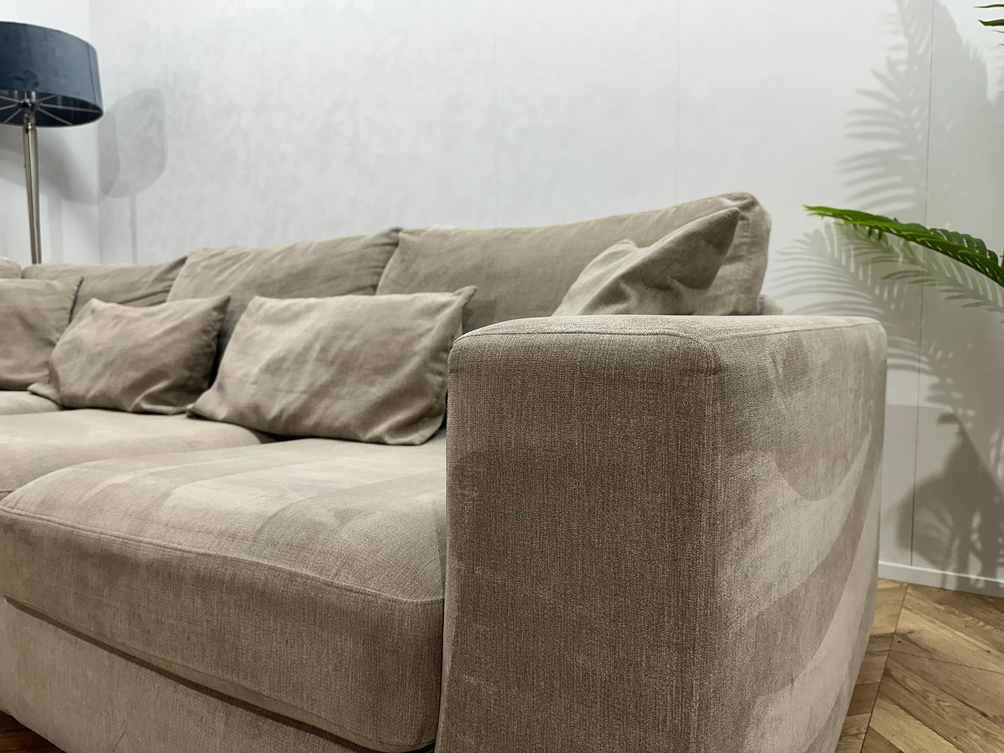 IN.HOUSE Beige Velvet Hoekbank ~ Nieuwstaat