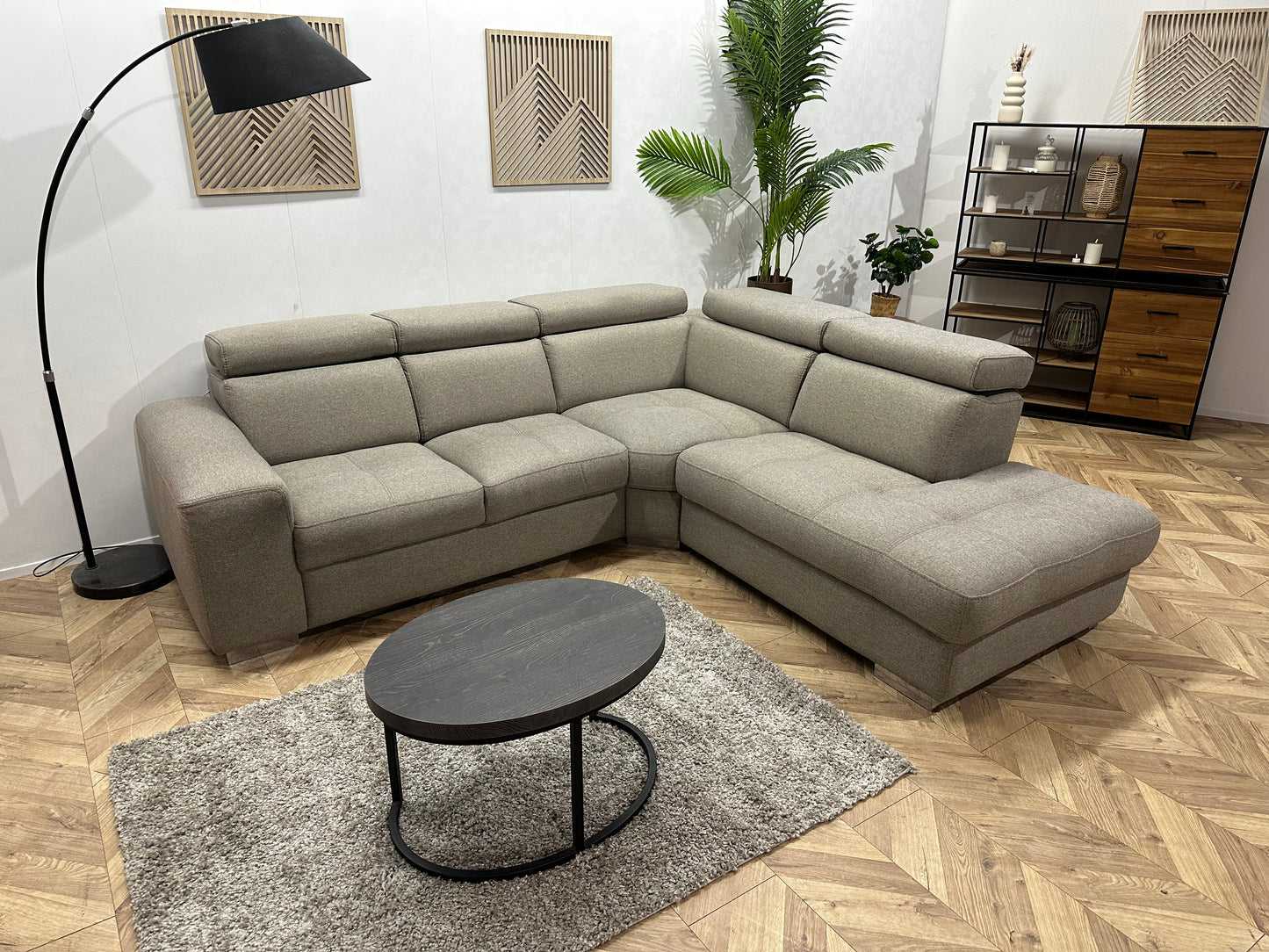 Licht Grijze Hoekbank ~ Verstelbare Hoofdsteunen