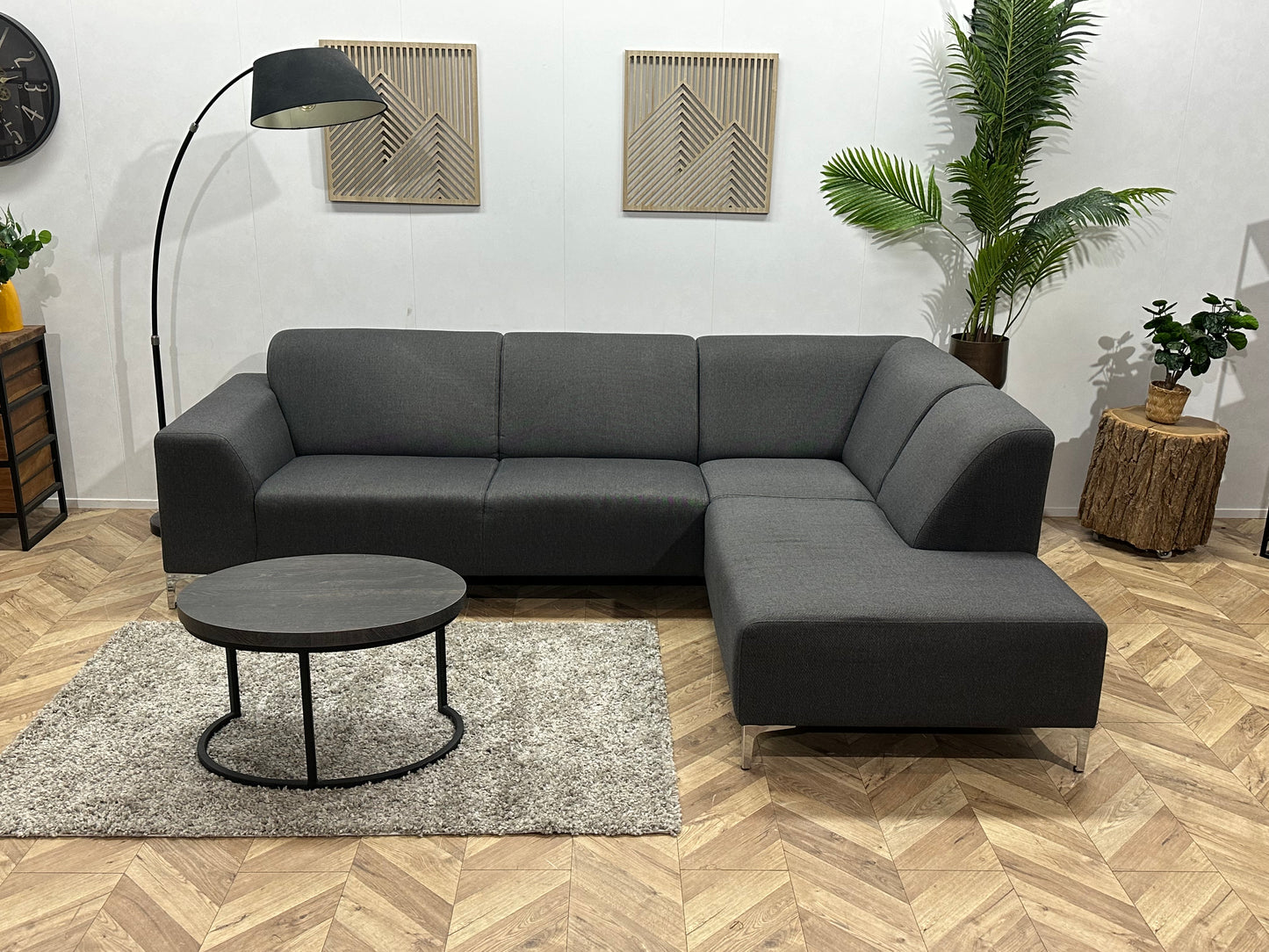 Grijze Hoekbank ~ Vaste Kussens