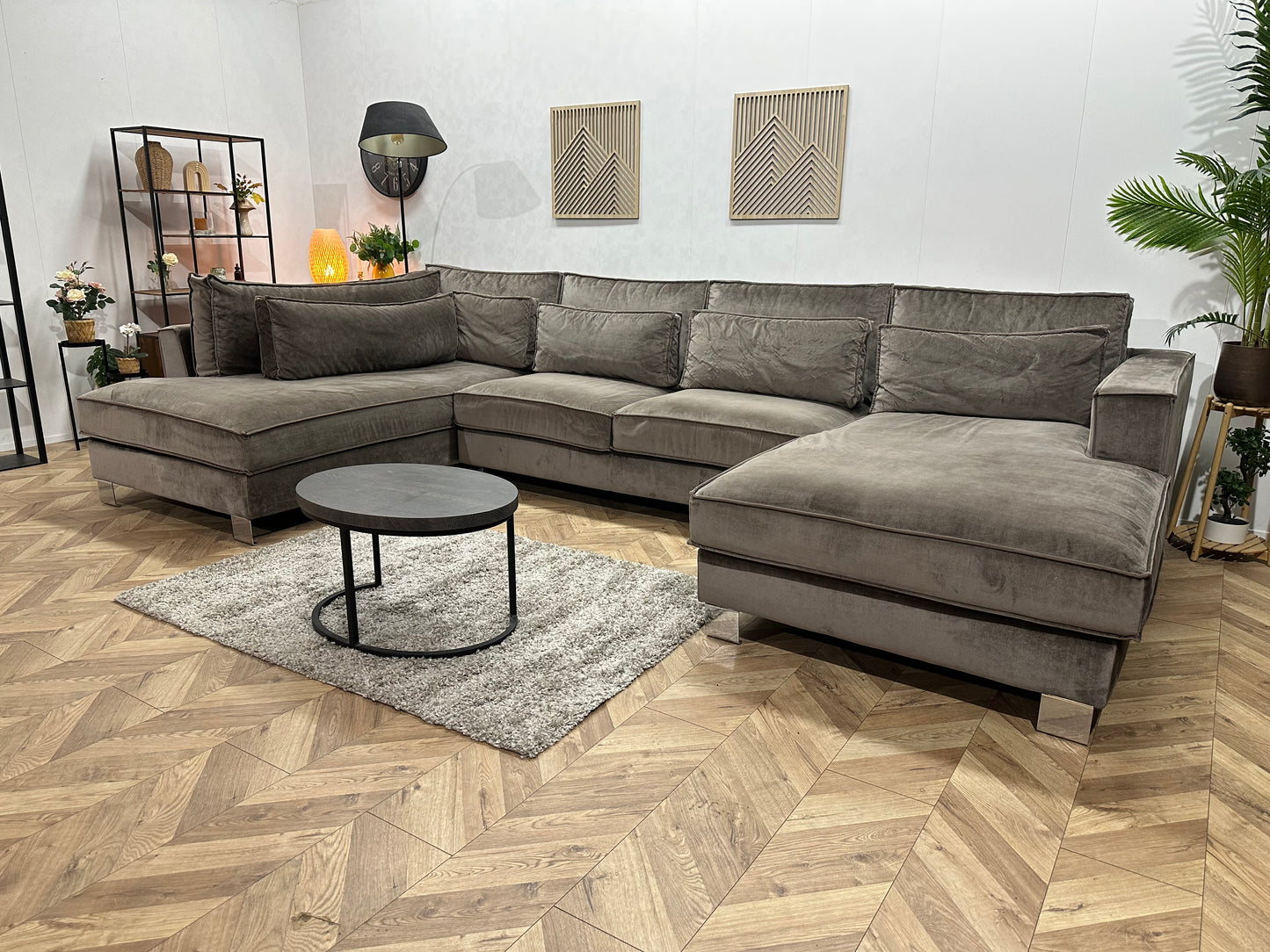 Antraciet Velvet U Bank ~ Losse Kussens Met Afneembare Hoezen